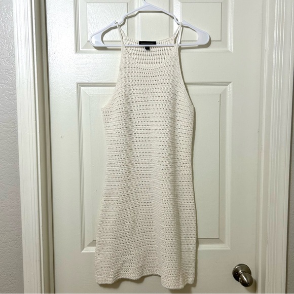 BANANA REPUBLIC Halter Crochet Midi Dress Ivory White Beach Coastal Size XS - Picture 2 of 11
